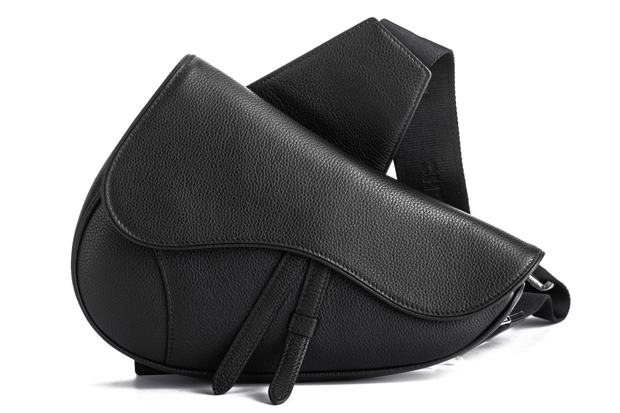 Nero Dior New Black Saddle Crossbody in pelle di vitello nera in vendita