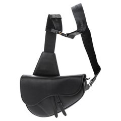 Dior New Black Calfskin Saddle Crossbody