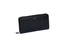 Dior New Black Leather Zip Around Wallet