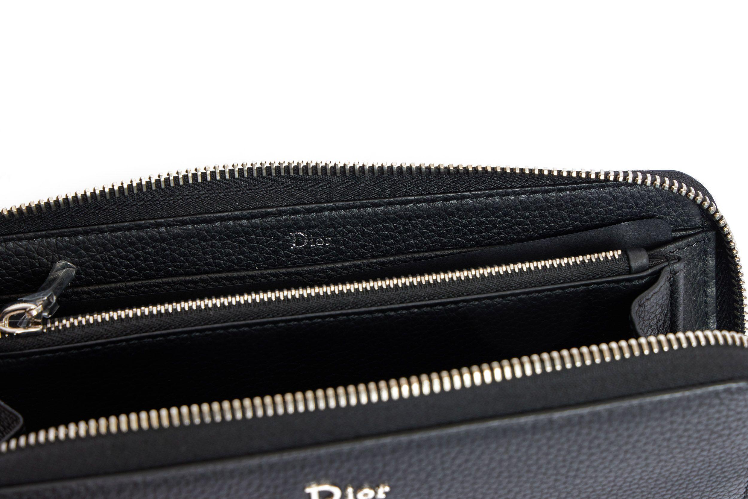 Women's Dior New Black Leather Zip Around Wallet For Sale