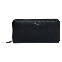 Dior New Black Leather Zip Around Wallet (Portefeuille zippé en cuir noir)