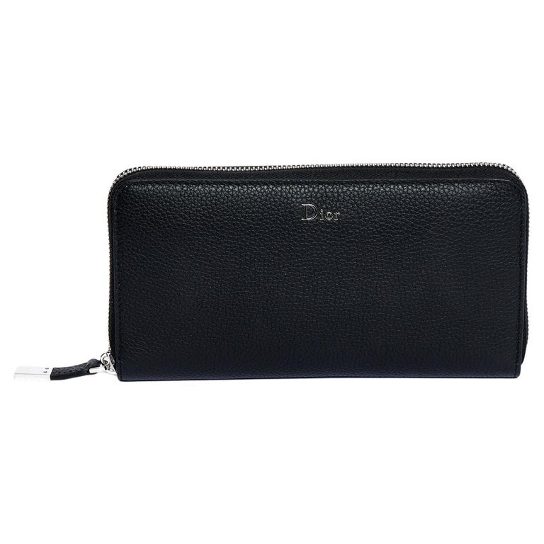 Dior New Black Leather Zip Around Wallet For Sale at 1stDibs