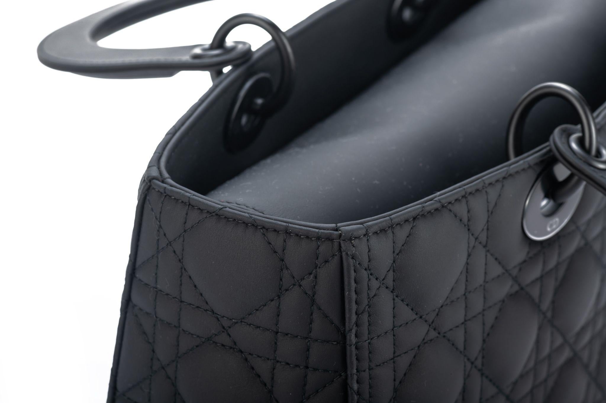 Women's Dior New Large Black Matt Lady Dior Bag