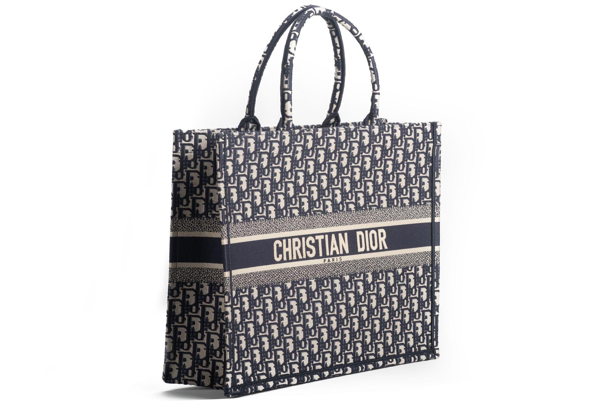 Dior brand new large book tote in blue and white monogram canvas. Comes with original dust cover.