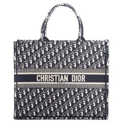 Used Dior New Large Book tote Monogram Blue
