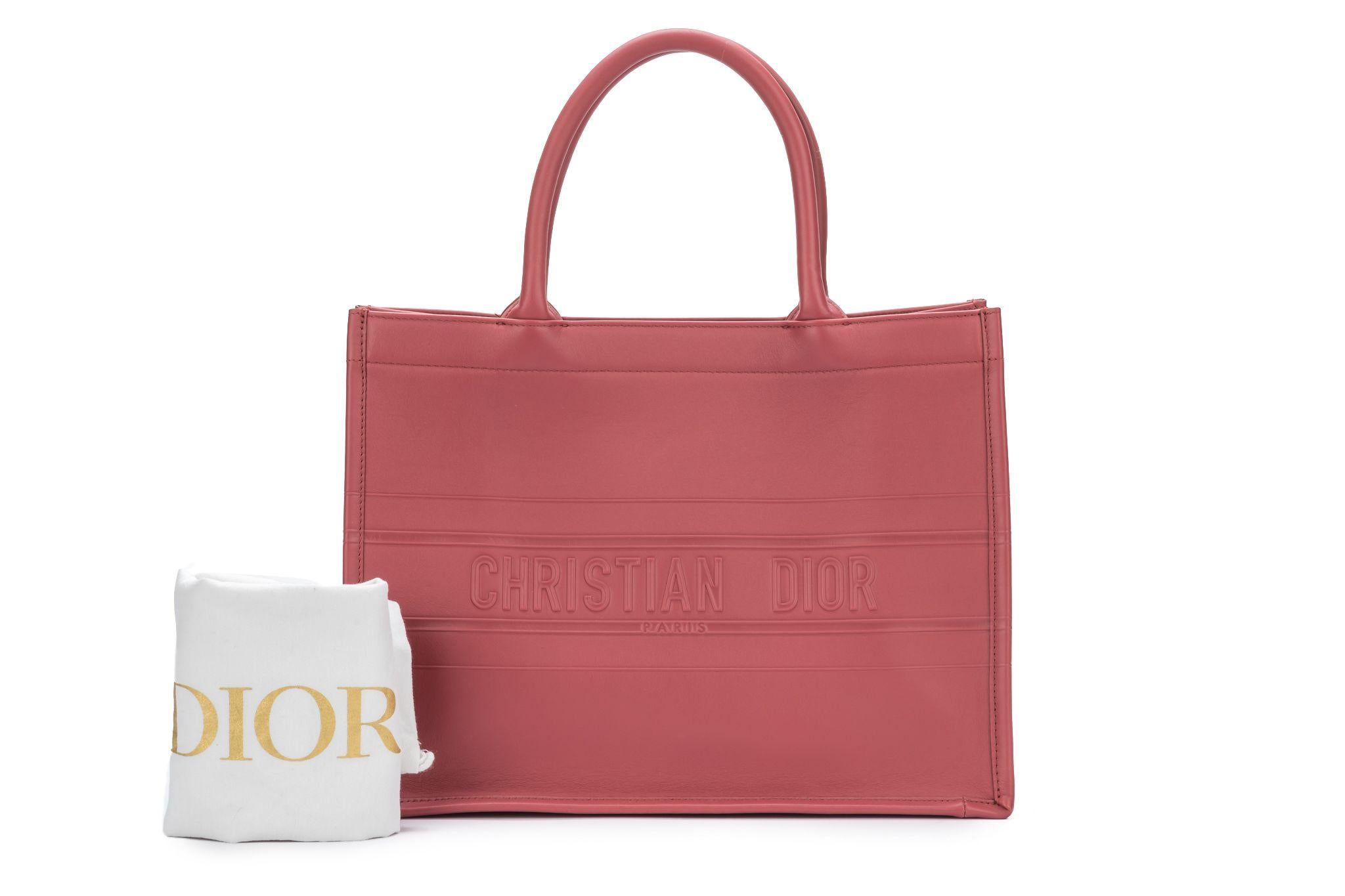 Dior New Medium Book Tote Dark Old Rose For Sale 8