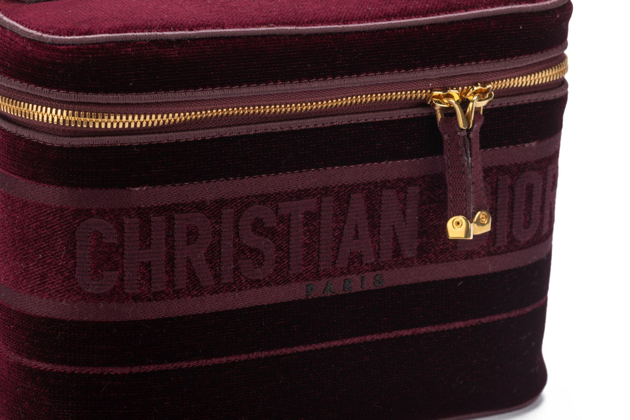 Dior New Travel Velvet Bag Burgundy For Sale 6