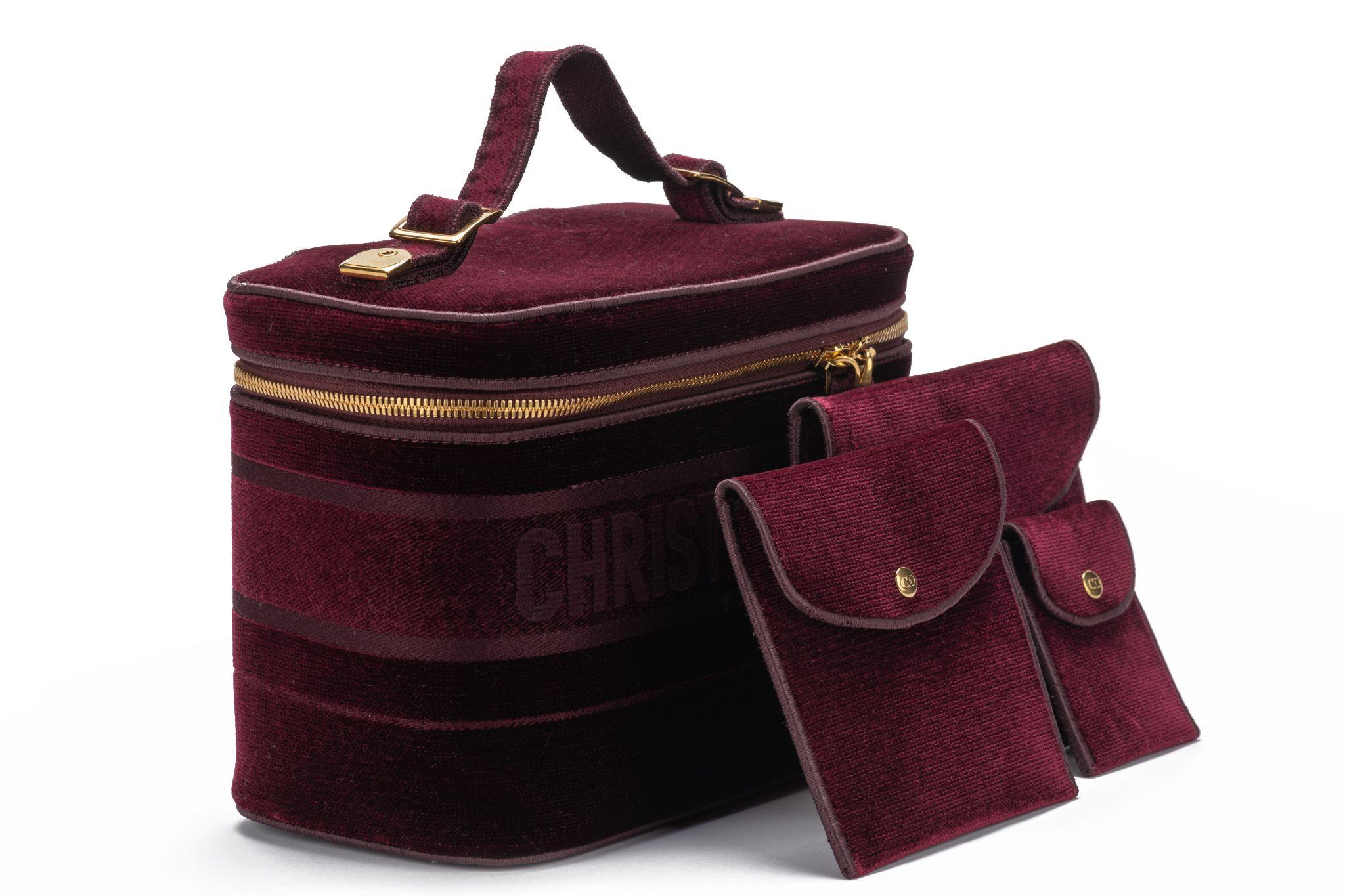 Dior New Travel Velvet Bag Burgundy For Sale 11