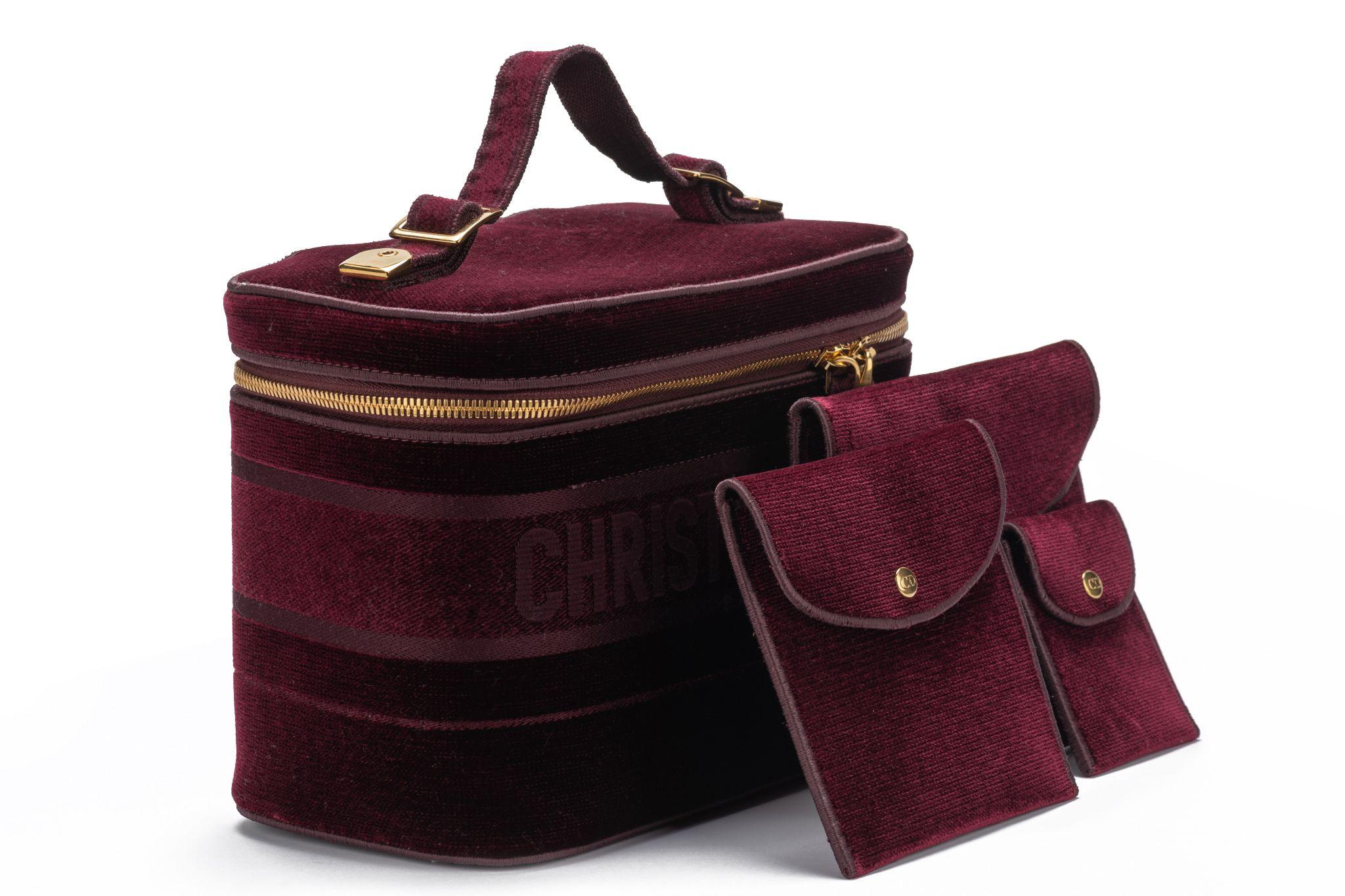 Dior New Travel Velvet Bag Burgundy For Sale 10