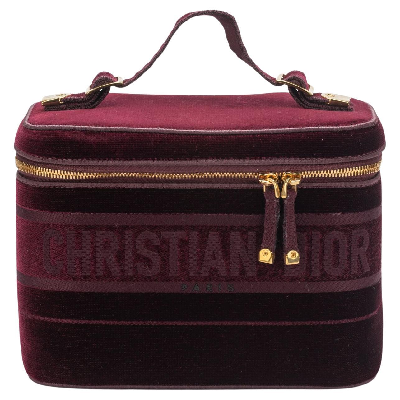 Dior New Travel Velvet Bag Burgundy For Sale