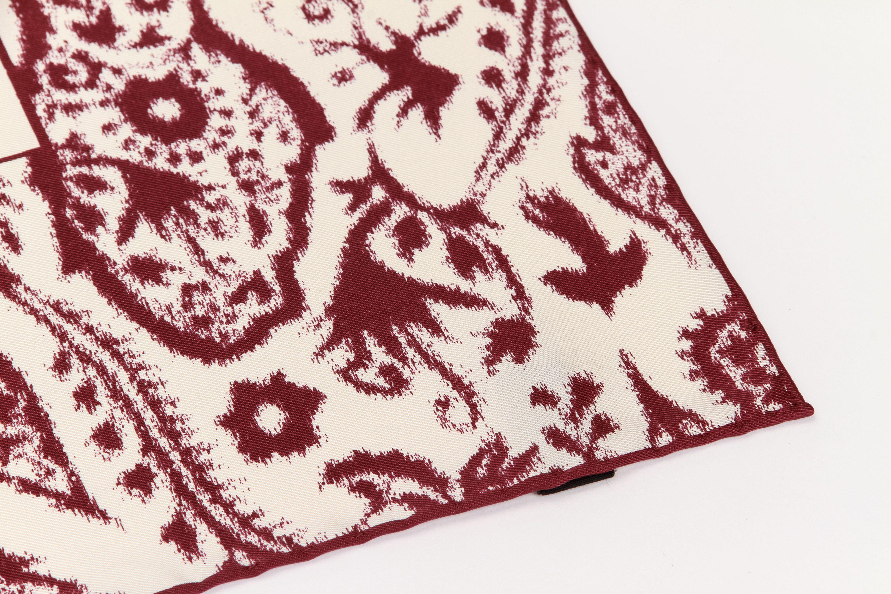 Dior new tribal burgundy/cream small scarf, 100% silk, 21