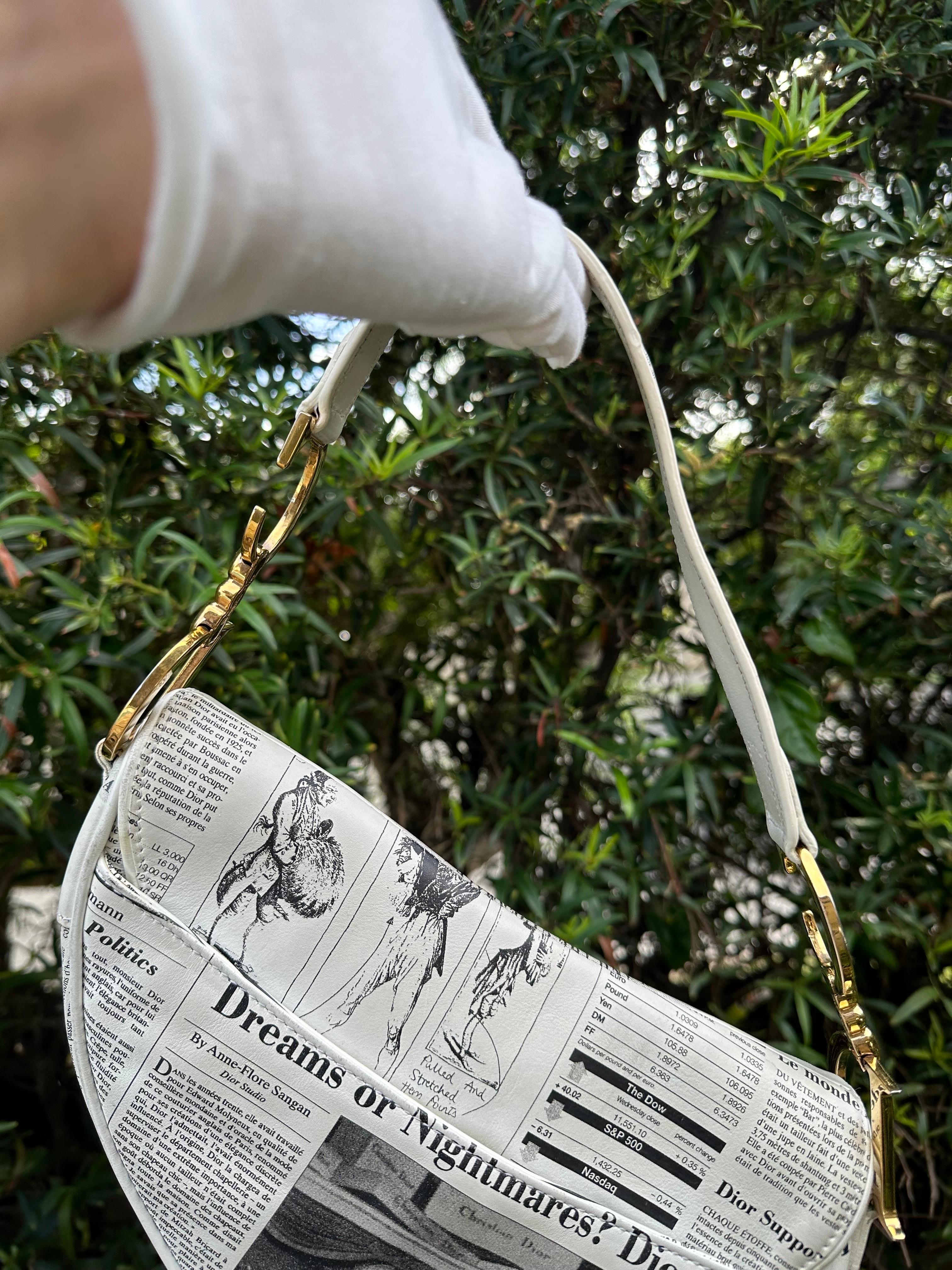 dior newsprint saddle bag