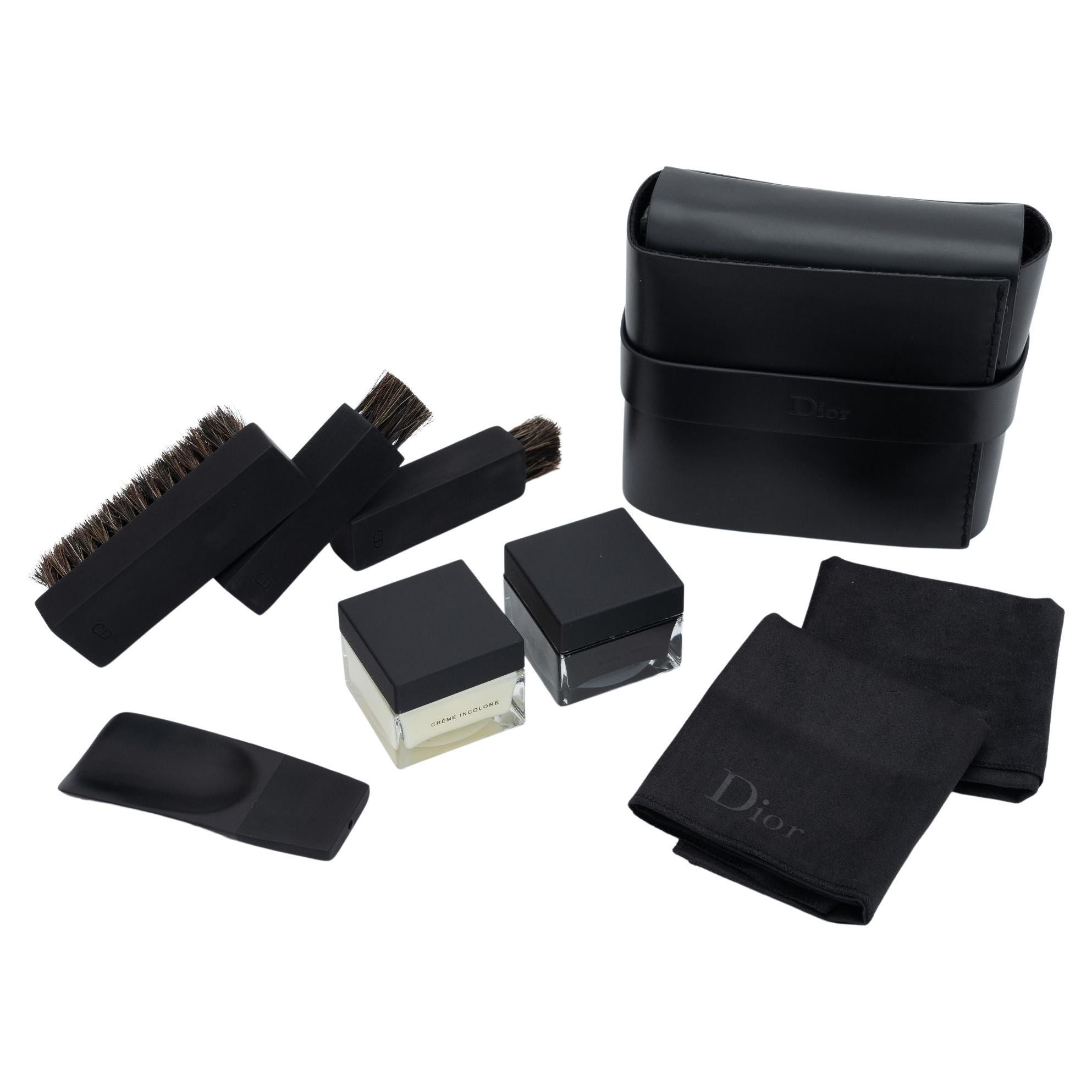 Dior NIB Black Leather Travel Shoe Kit For Sale