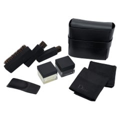 Dior NIB Black Leather Travel Shoe Kit