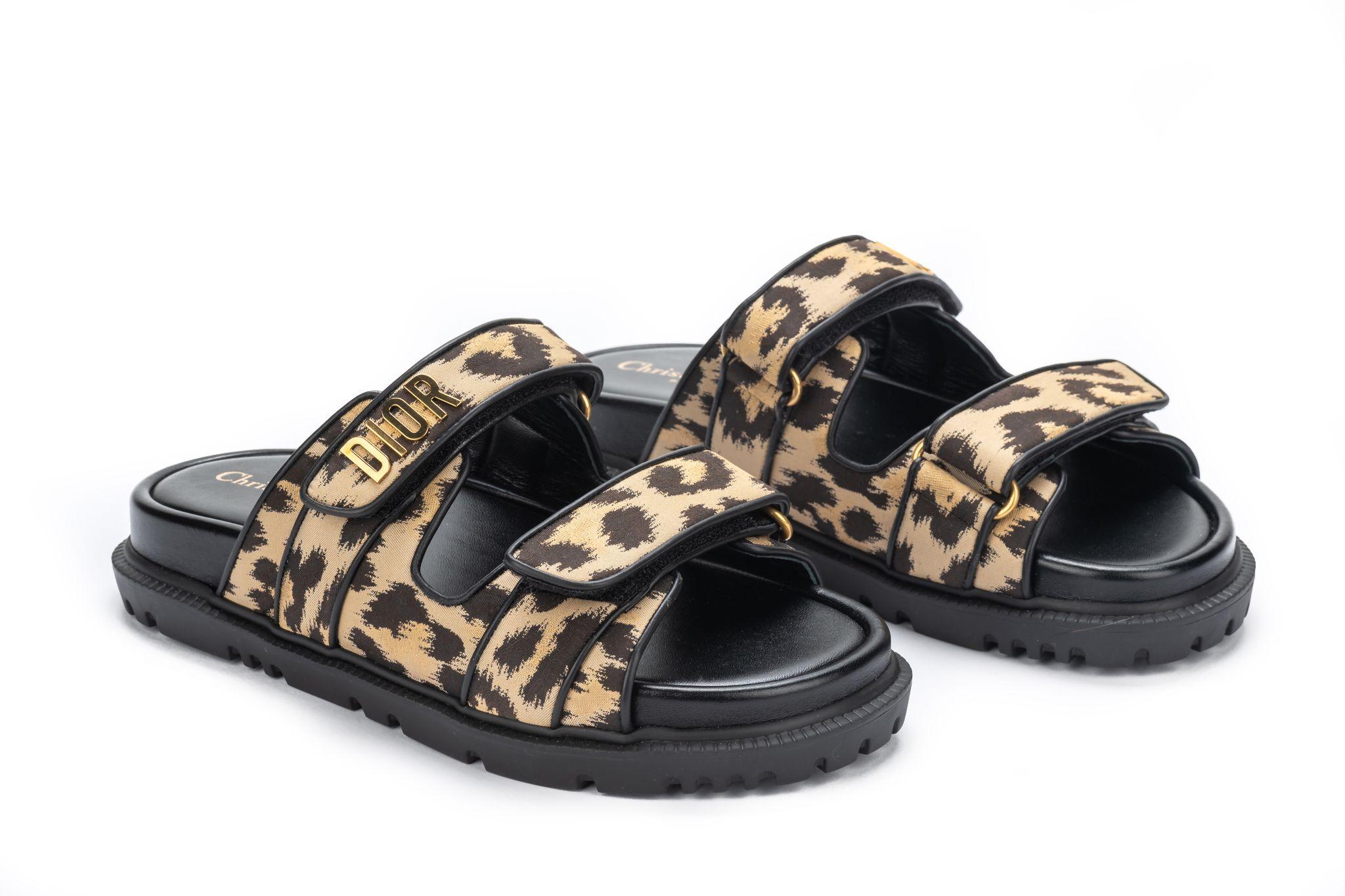 Black Dior NIB Leopard Pony Hair Sandals For Sale