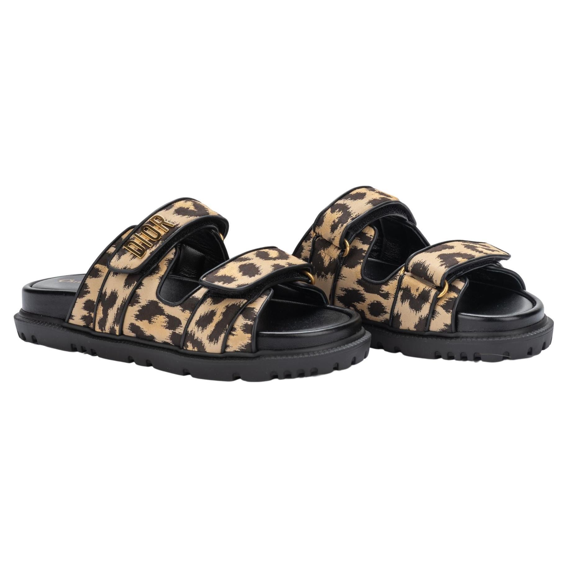 Dior NIB Leopard Pony Hair Sandals For Sale