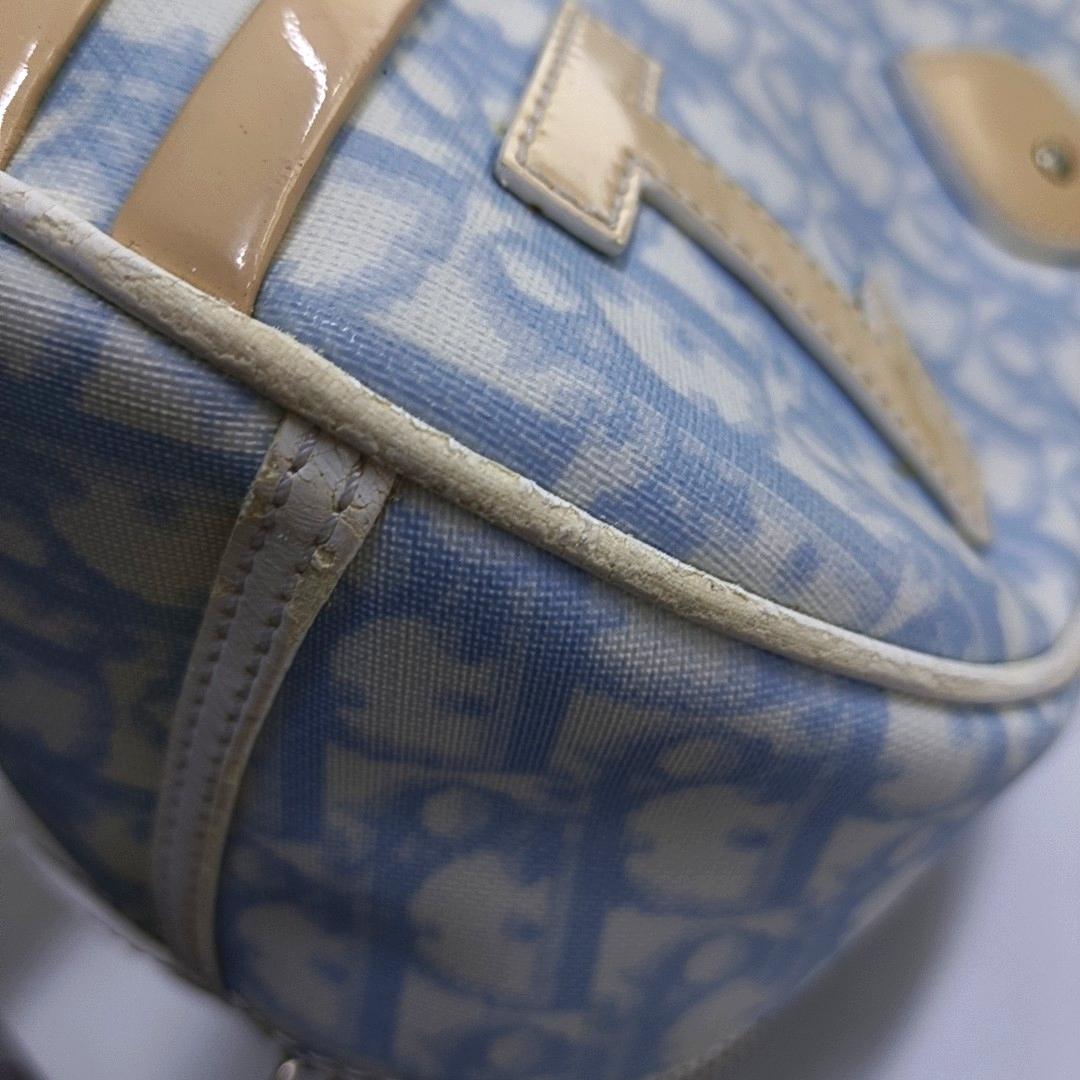 Dior nº 1 Rasta Trotter Bowling Bag Lona oblicua azul Charol blanco en venta 6