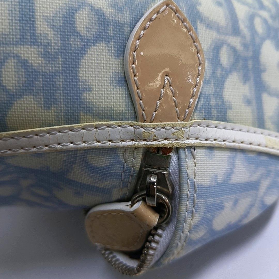 Dior nº 1 Rasta Trotter Bowling Bag Lona oblicua azul Charol blanco en venta 7