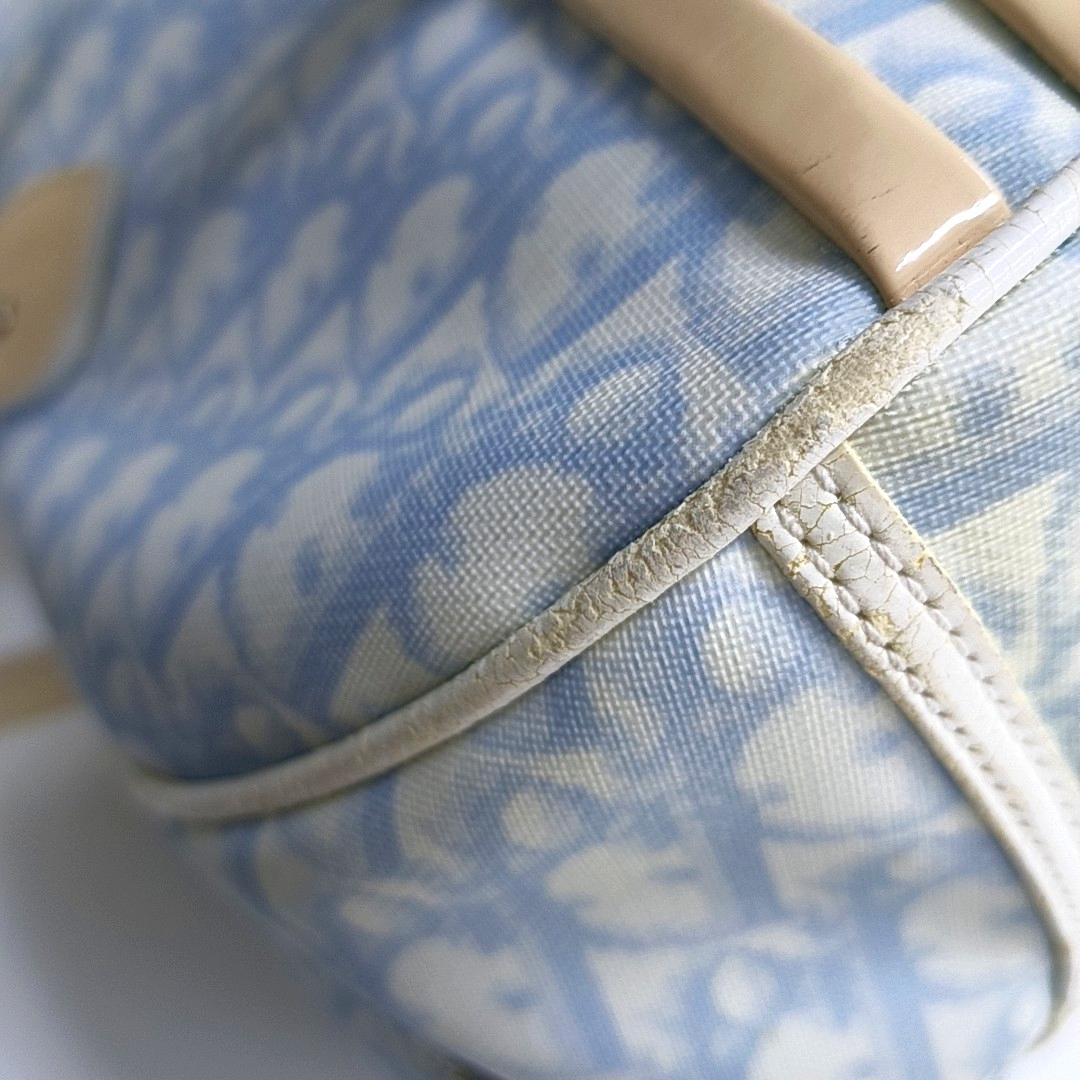 Dior nº 1 Rasta Trotter Bowling Bag Lona oblicua azul Charol blanco en venta 8