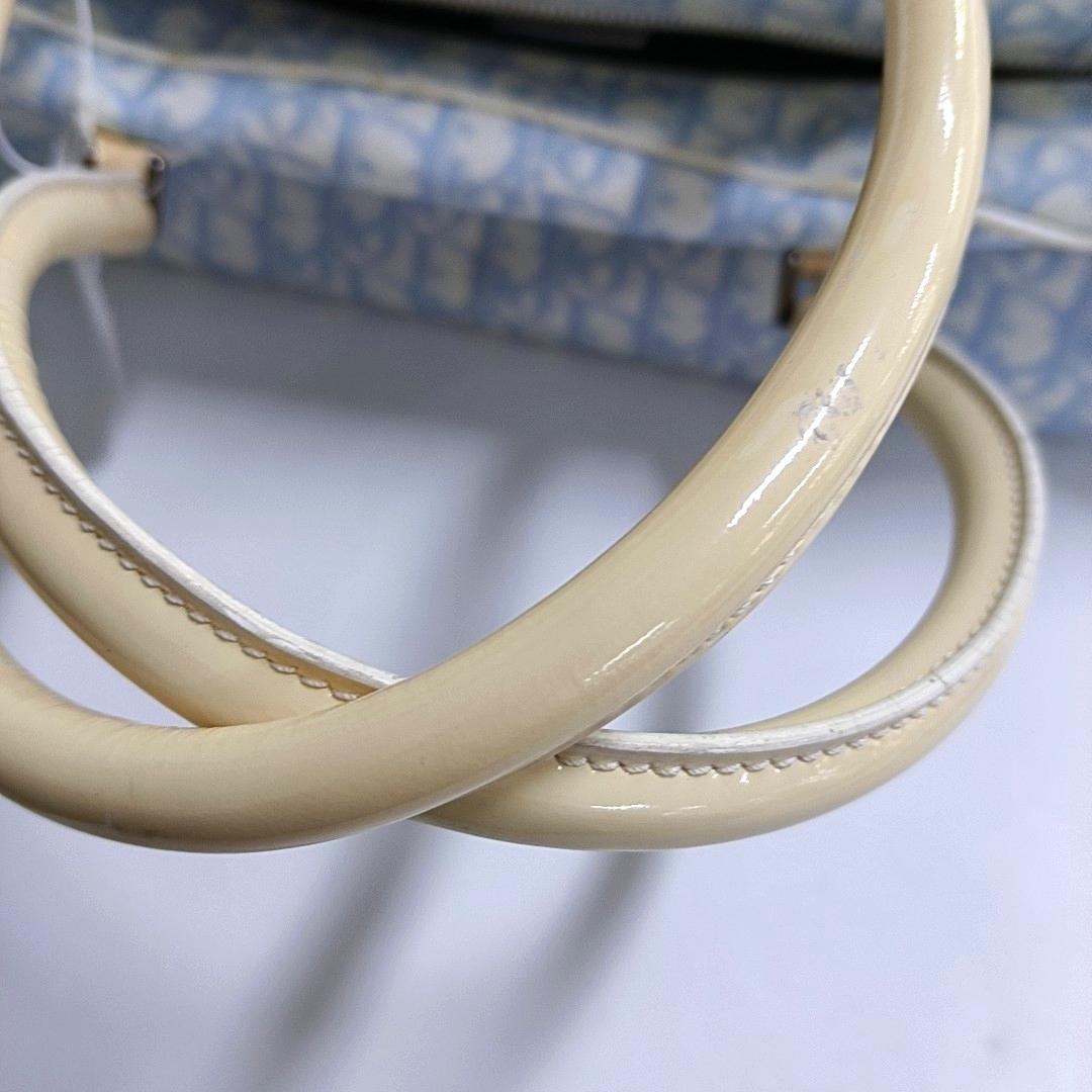 Dior nº 1 Rasta Trotter Bowling Bag Lona oblicua azul Charol blanco en venta 9