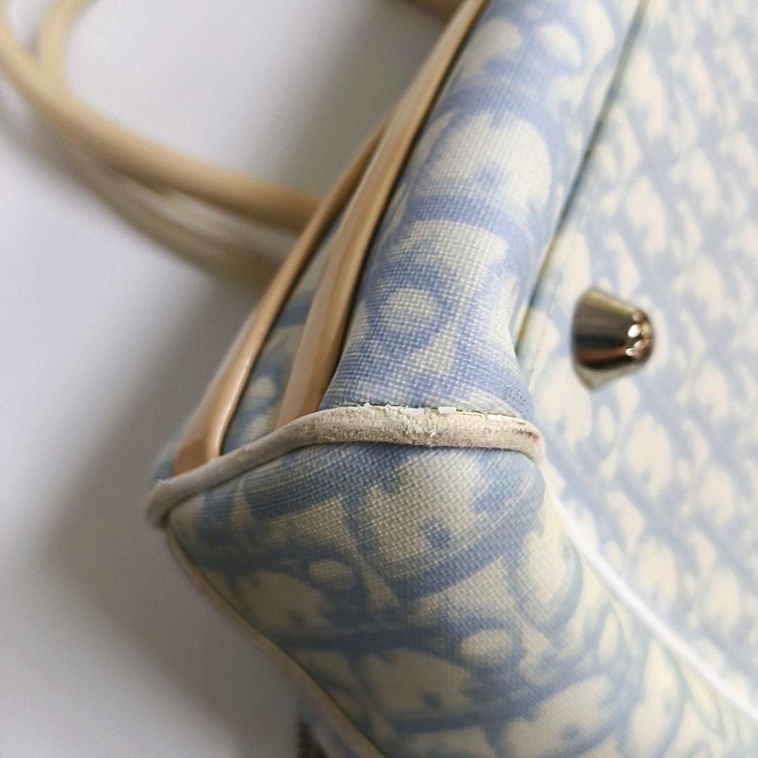 Dior nº 1 Rasta Trotter Bowling Bag Lona oblicua azul Charol blanco en venta 13