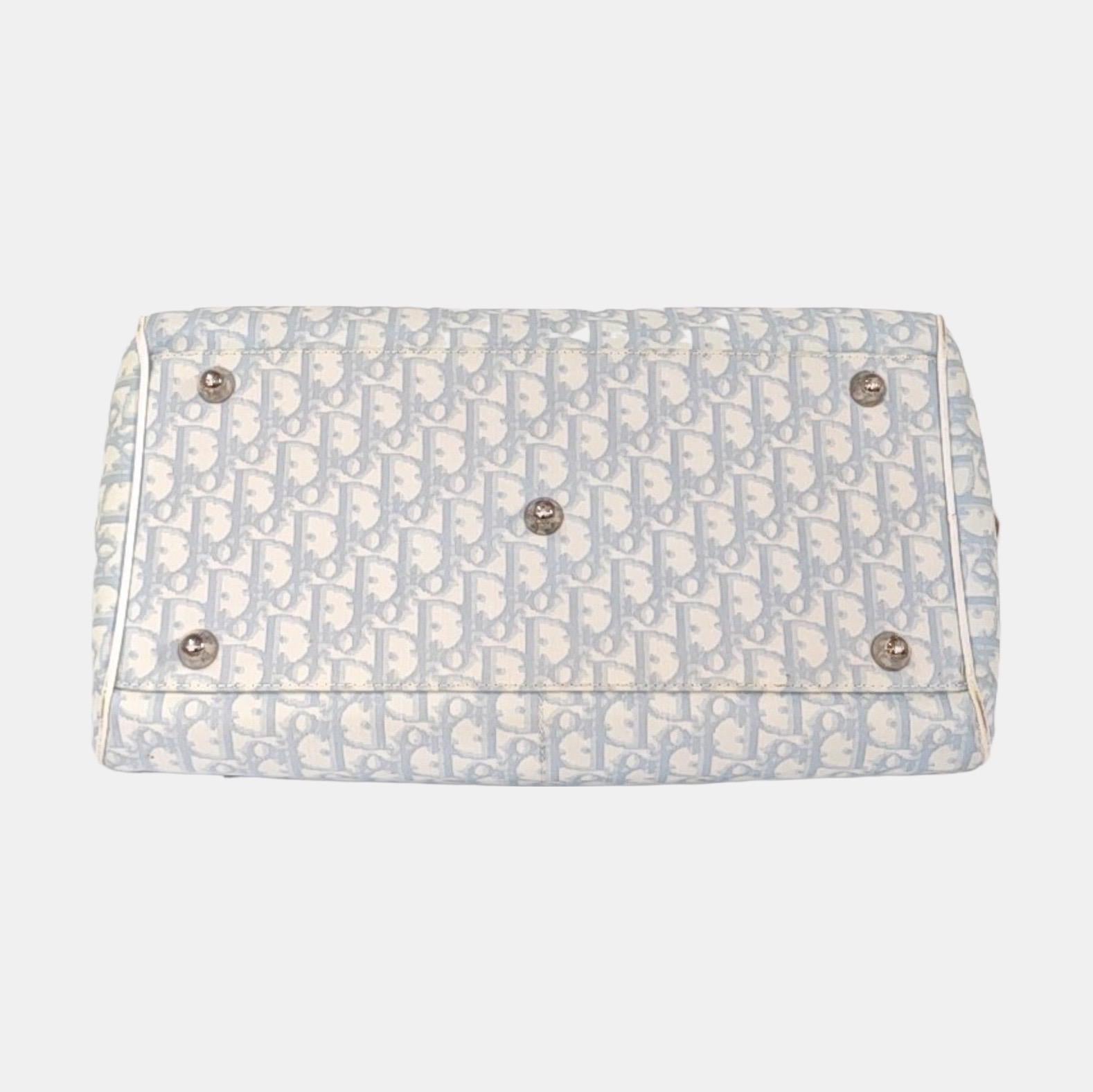 De las mujeres Dior nº 1 Rasta Trotter Bowling Bag Lona oblicua azul Charol blanco en venta