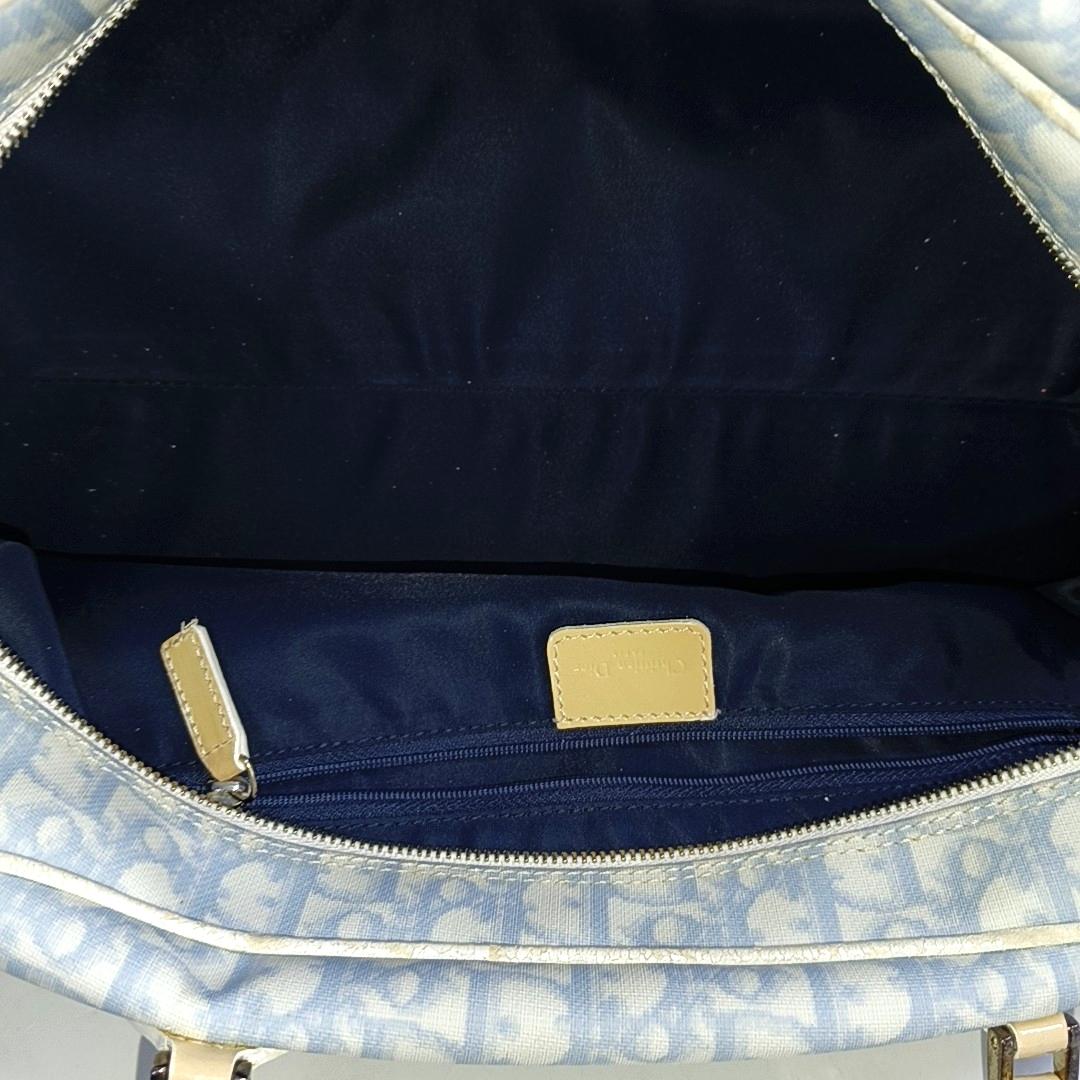 Dior nº 1 Rasta Trotter Bowling Bag Lona oblicua azul Charol blanco en venta 1