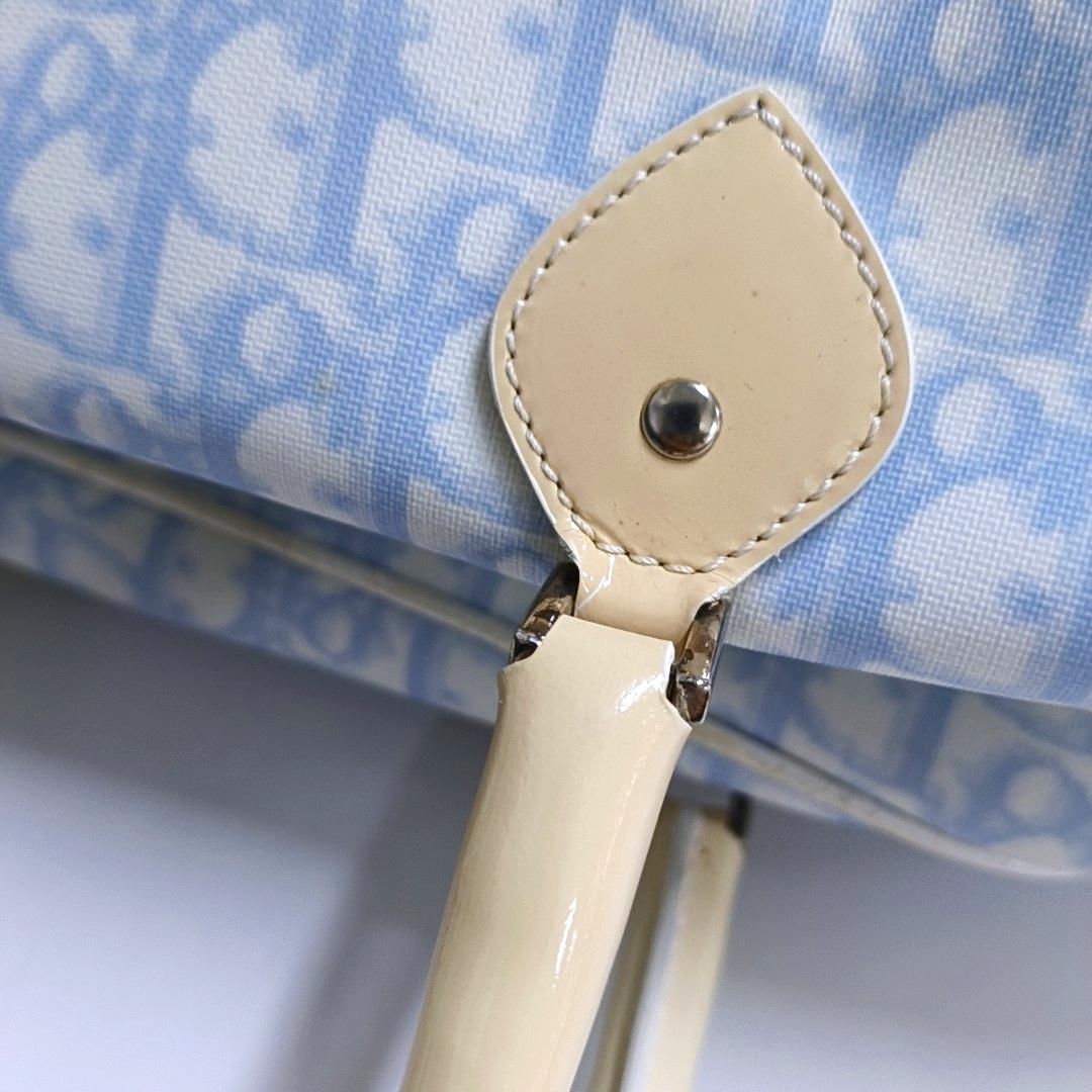 Dior nº 1 Rasta Trotter Bowling Bag Lona oblicua azul Charol blanco en venta 4