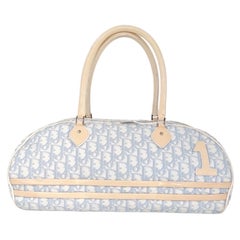 Dior No. 1 Rasta Trotter Bowling Bag Blue Oblique Canvas White Patent Leather