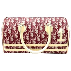 Dior No. 1 Rasta Trotter Bowling Bag Red Oblique Canvas White Patent Leather