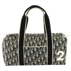 Dior No. 2 Monogram Oblique Trotter Signature Boston 868022 Grey Coated Canvas S