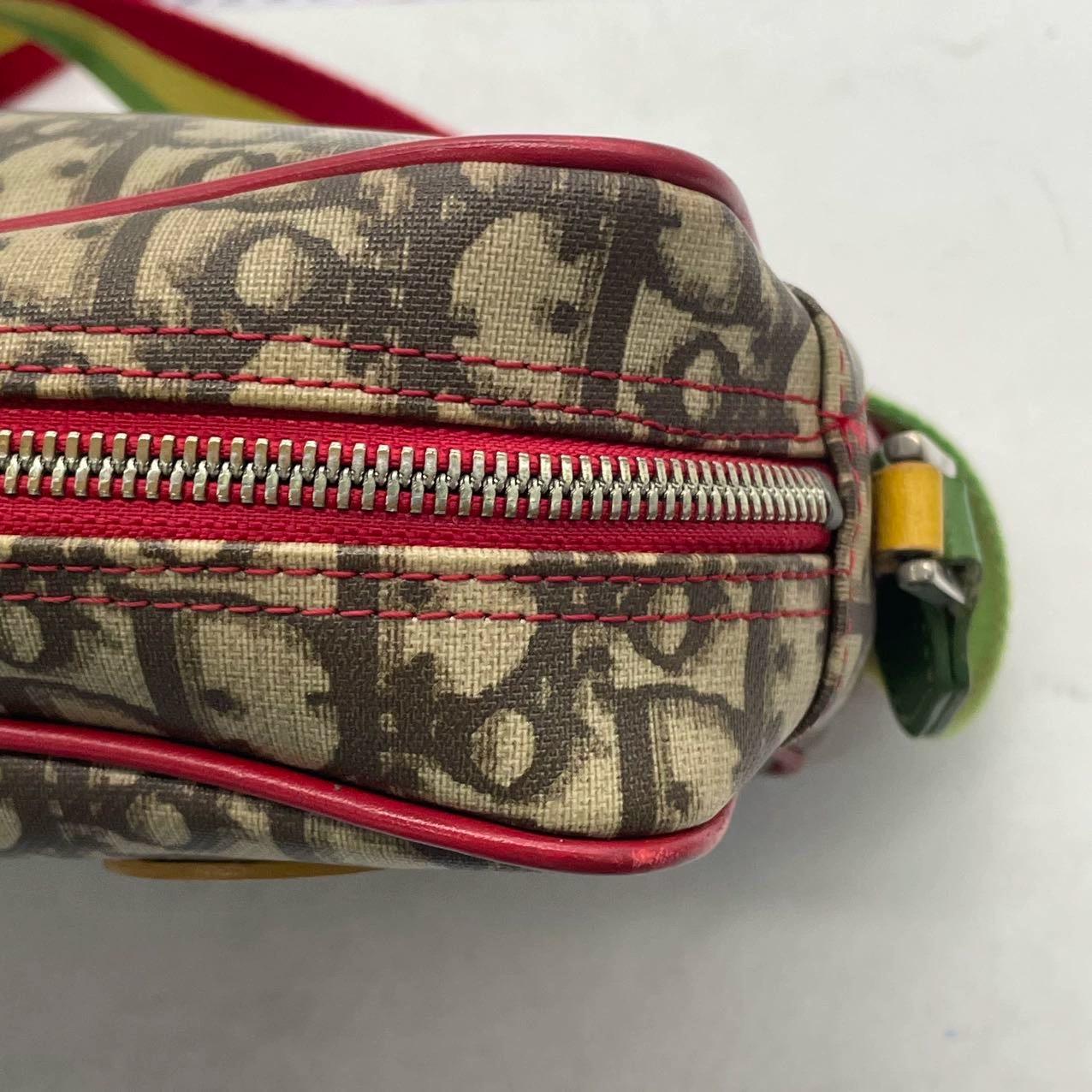 Dior n. 2 Rasta Trotter Camera Bag Beige Monogram Red Yellow Green Web Strap in vendita 5