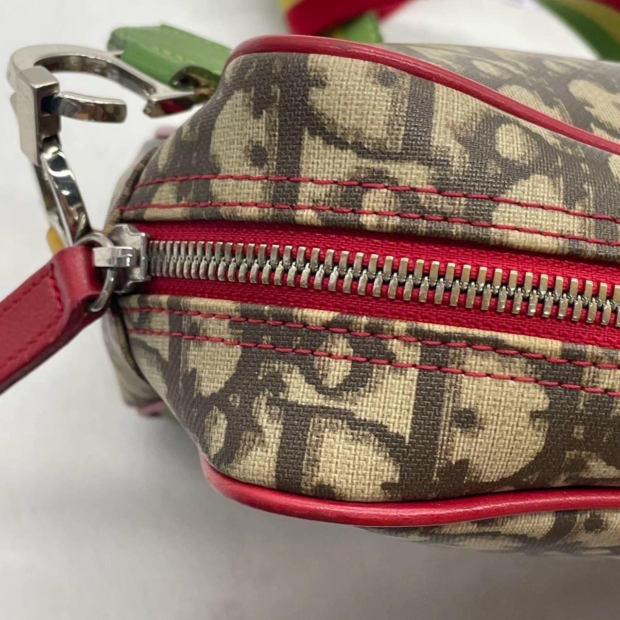 Dior n. 2 Rasta Trotter Camera Bag Beige Monogram Red Yellow Green Web Strap in vendita 7