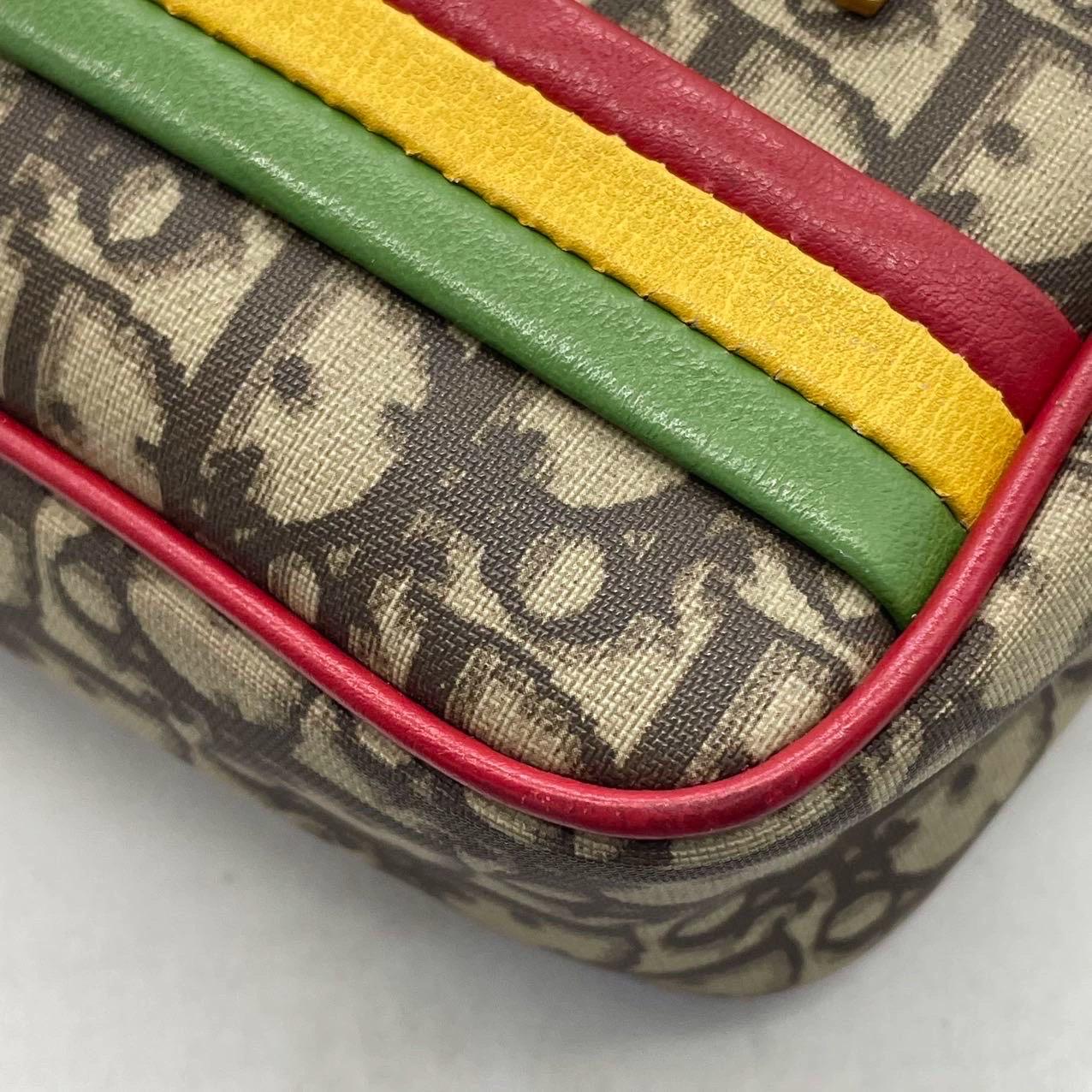Dior n. 2 Rasta Trotter Camera Bag Beige Monogram Red Yellow Green Web Strap in vendita 9