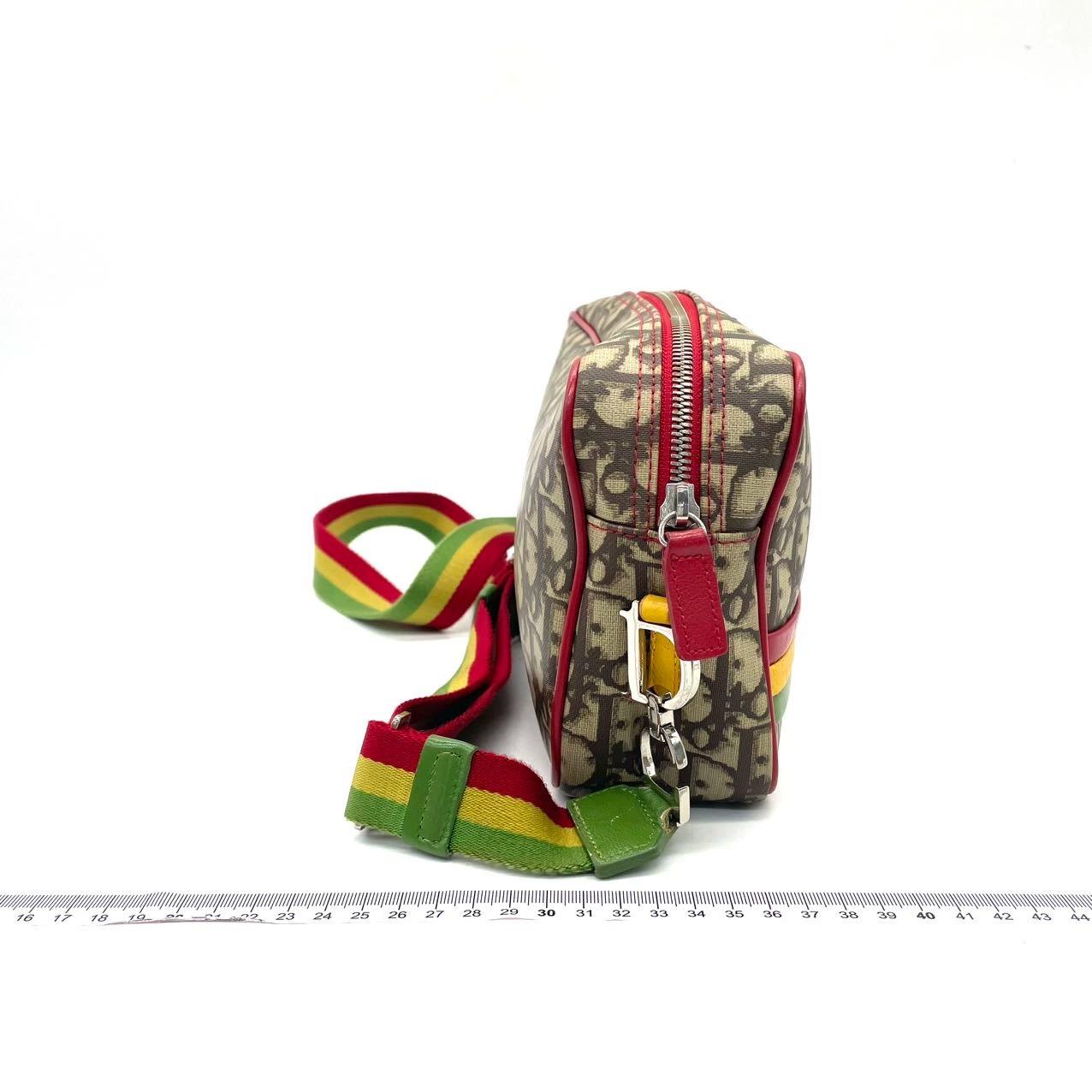 Marrone Dior n. 2 Rasta Trotter Camera Bag Beige Monogram Red Yellow Green Web Strap in vendita