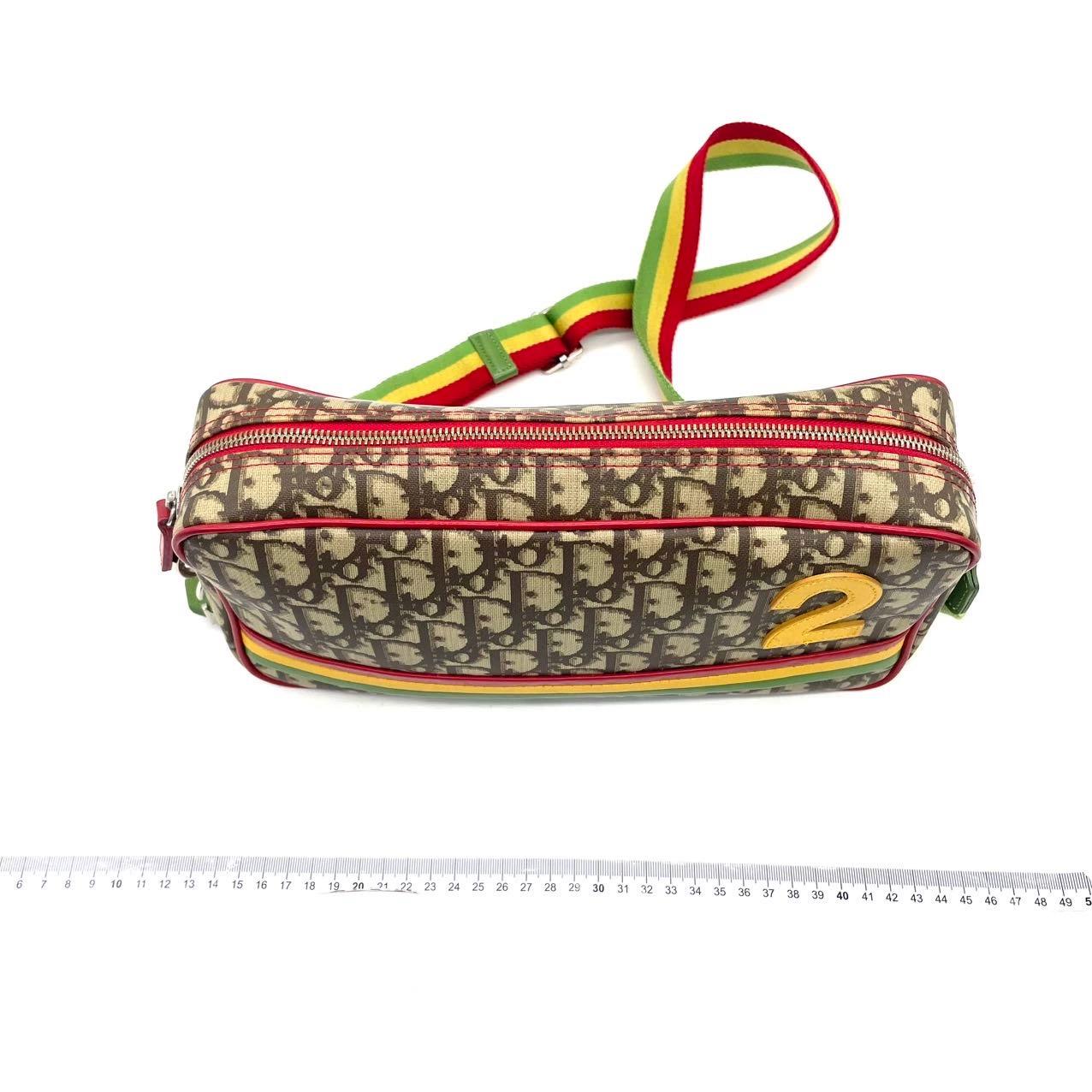 Donna Dior n. 2 Rasta Trotter Camera Bag Beige Monogram Red Yellow Green Web Strap in vendita