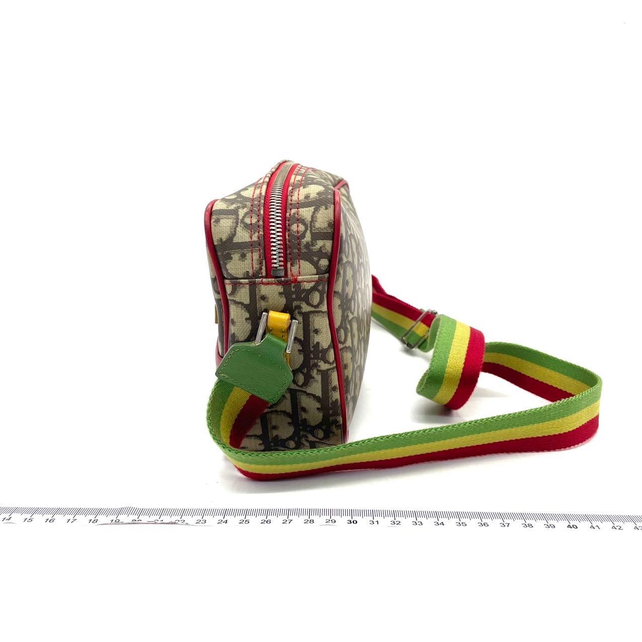 Dior n. 2 Rasta Trotter Camera Bag Beige Monogram Red Yellow Green Web Strap in vendita 1