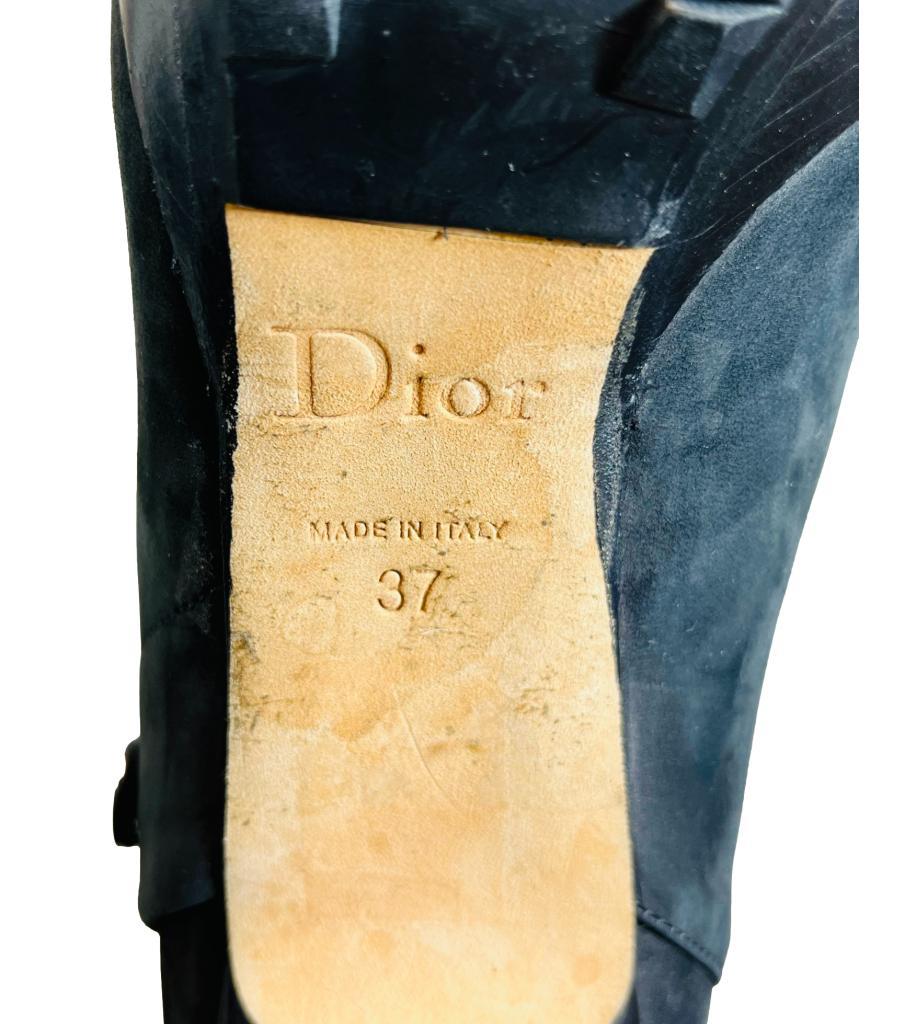 Dior Nubuck Leather & Rex Rabbit Fur Trimmed Knee-High Boots 4