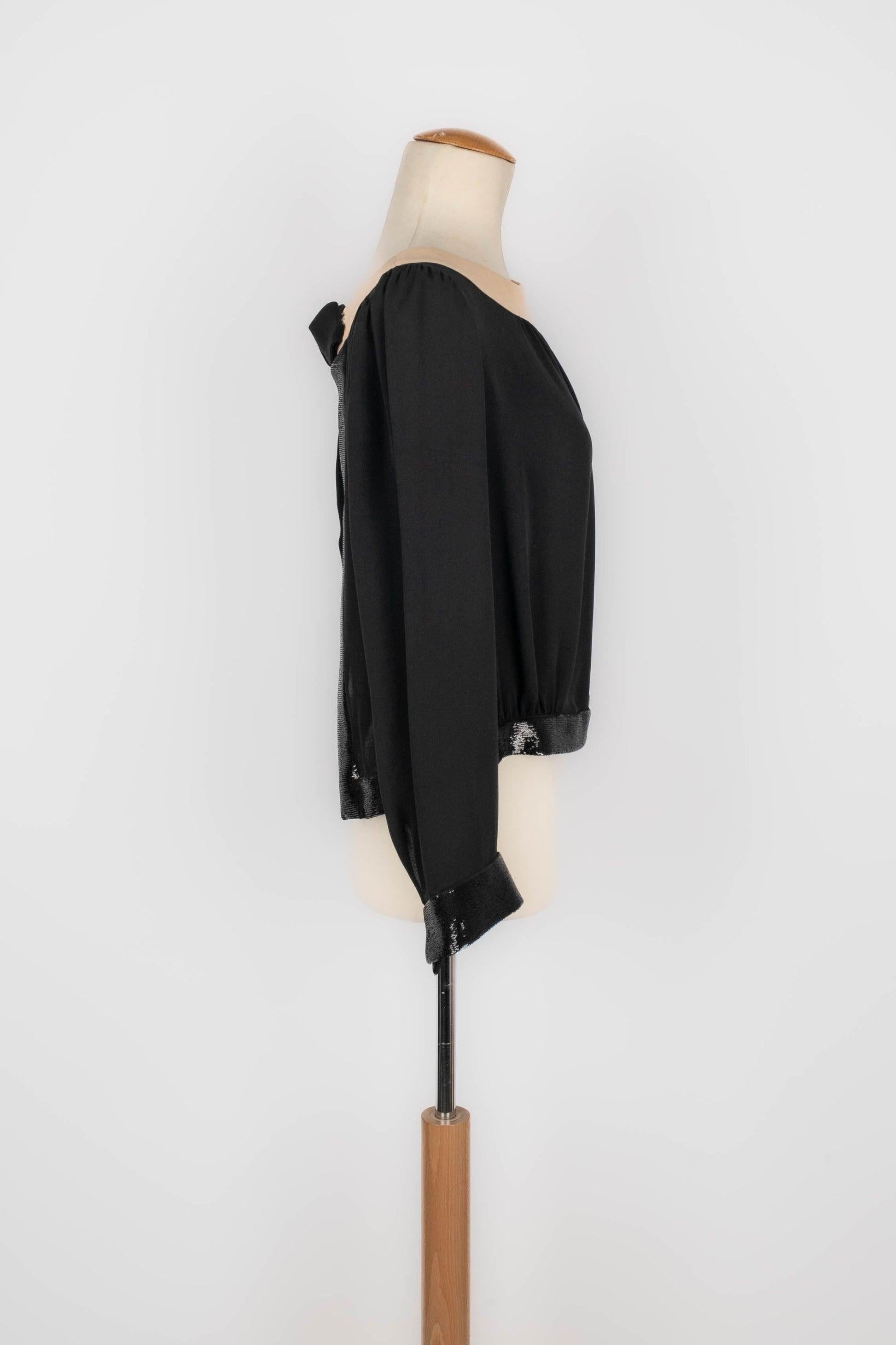 Women's Dior Nude and Black Silk Top For Sale