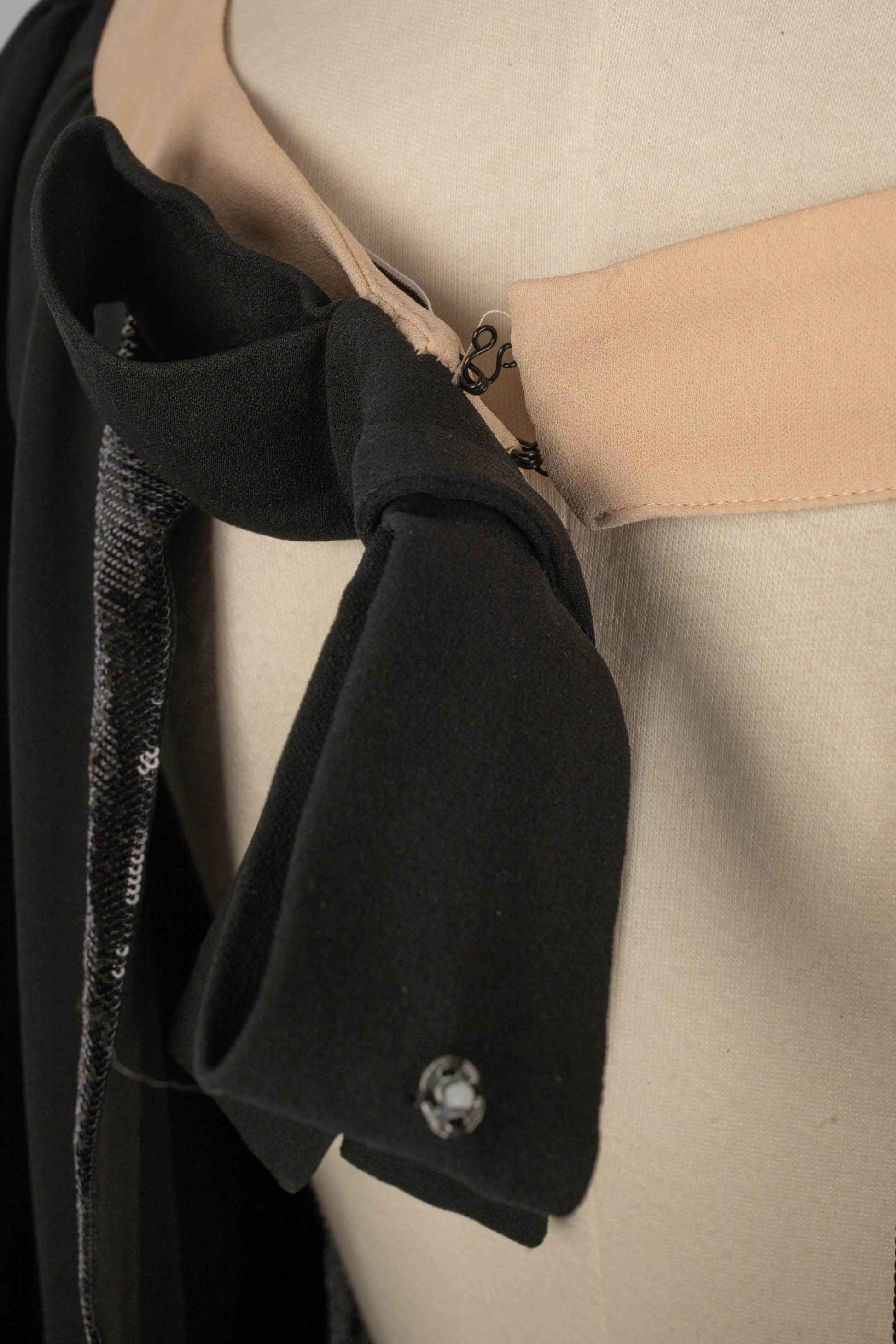 Dior Nude and Black Silk Top For Sale 1