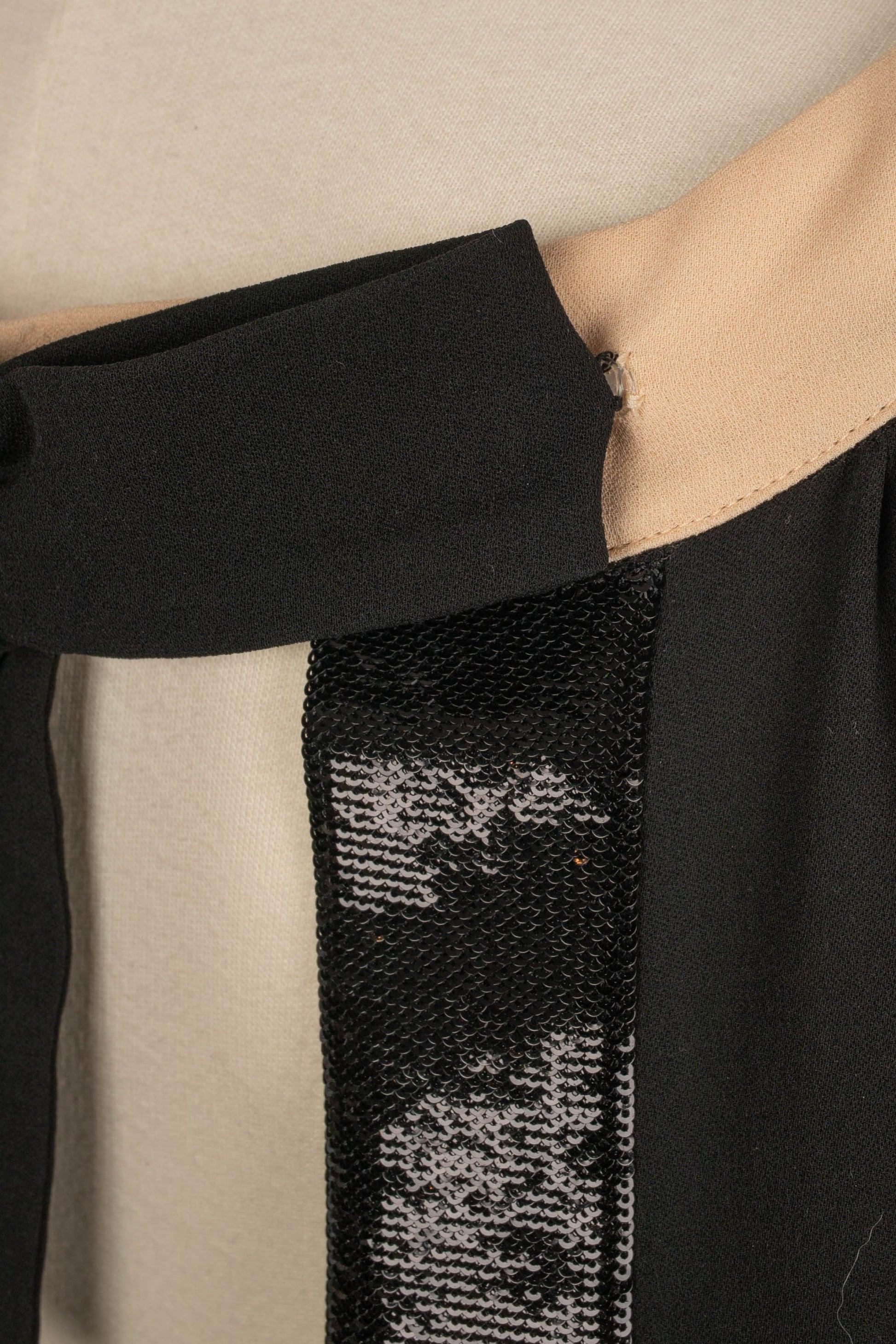 Dior Nude and Black Silk Top For Sale 4