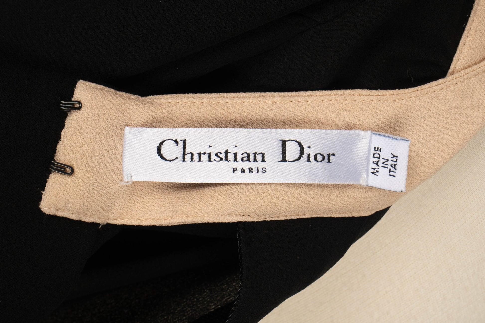 Dior Nude and Black Silk Top For Sale 5