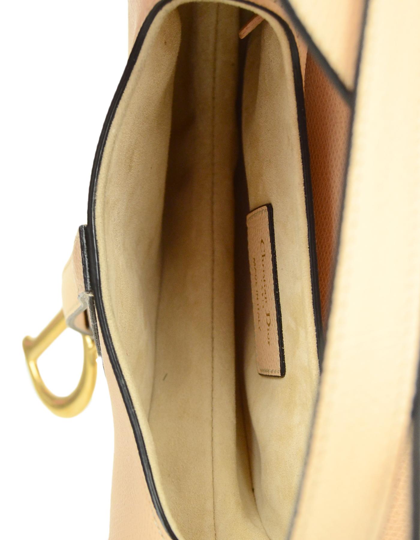 Beige Dior Nude Calfskin Leather Mini Saddle Bag 