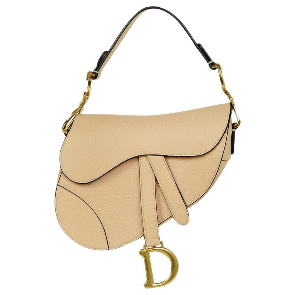 Dior Nude Calfskin Leather Mini Saddle Bag 