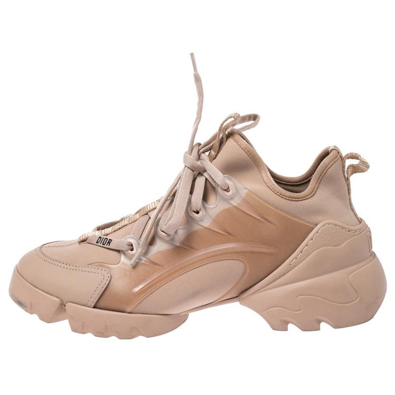 Dior Nude D-Connect Neoprene, Rubber and Leather Low Top Sneakers Size 37.5  For Sale at 1stDibs | dior d connect nude
