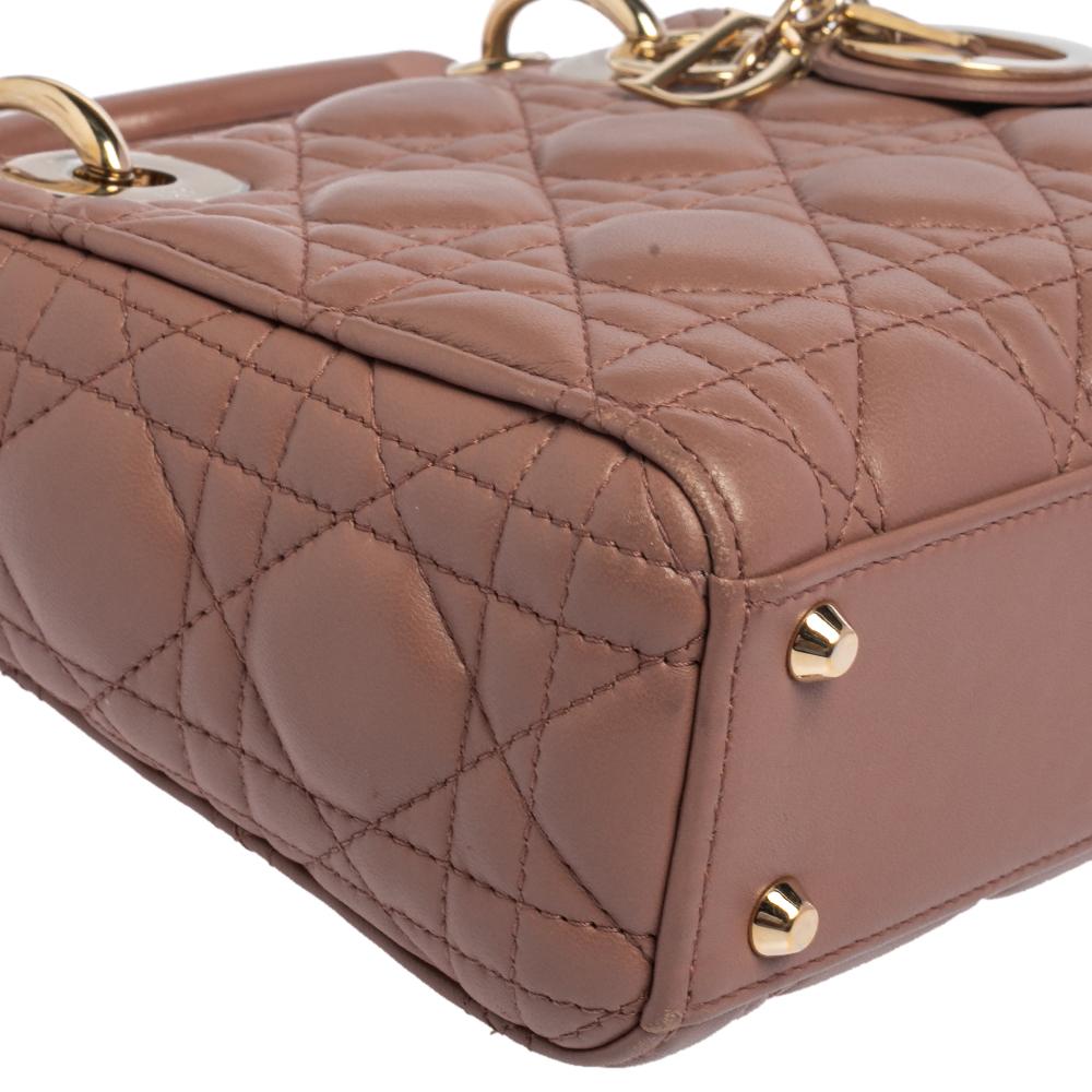 Mini Tote Lady Dior in pelle nuda 3