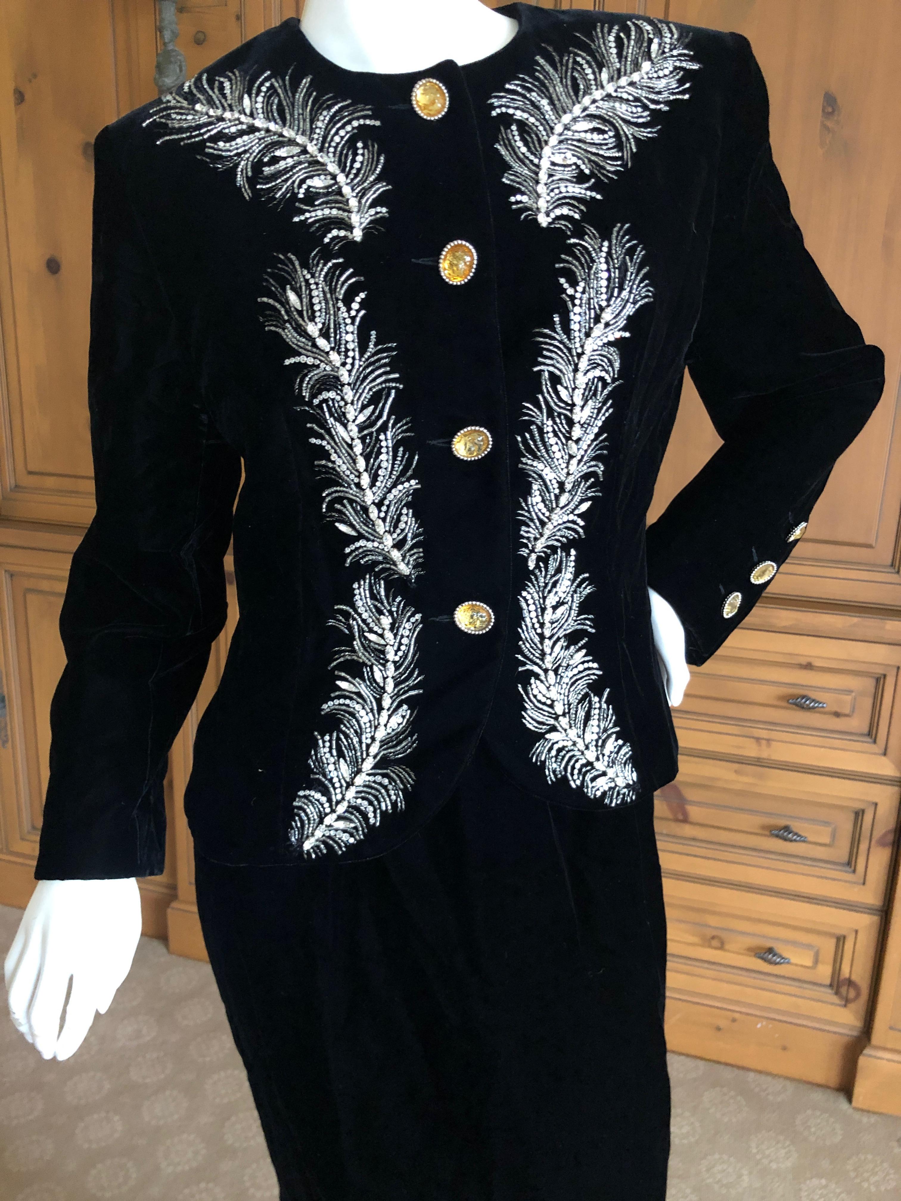 Dior Numbered Demi Couture Lesage Plume Embellished Black Velvet Evening Jacket For Sale 2