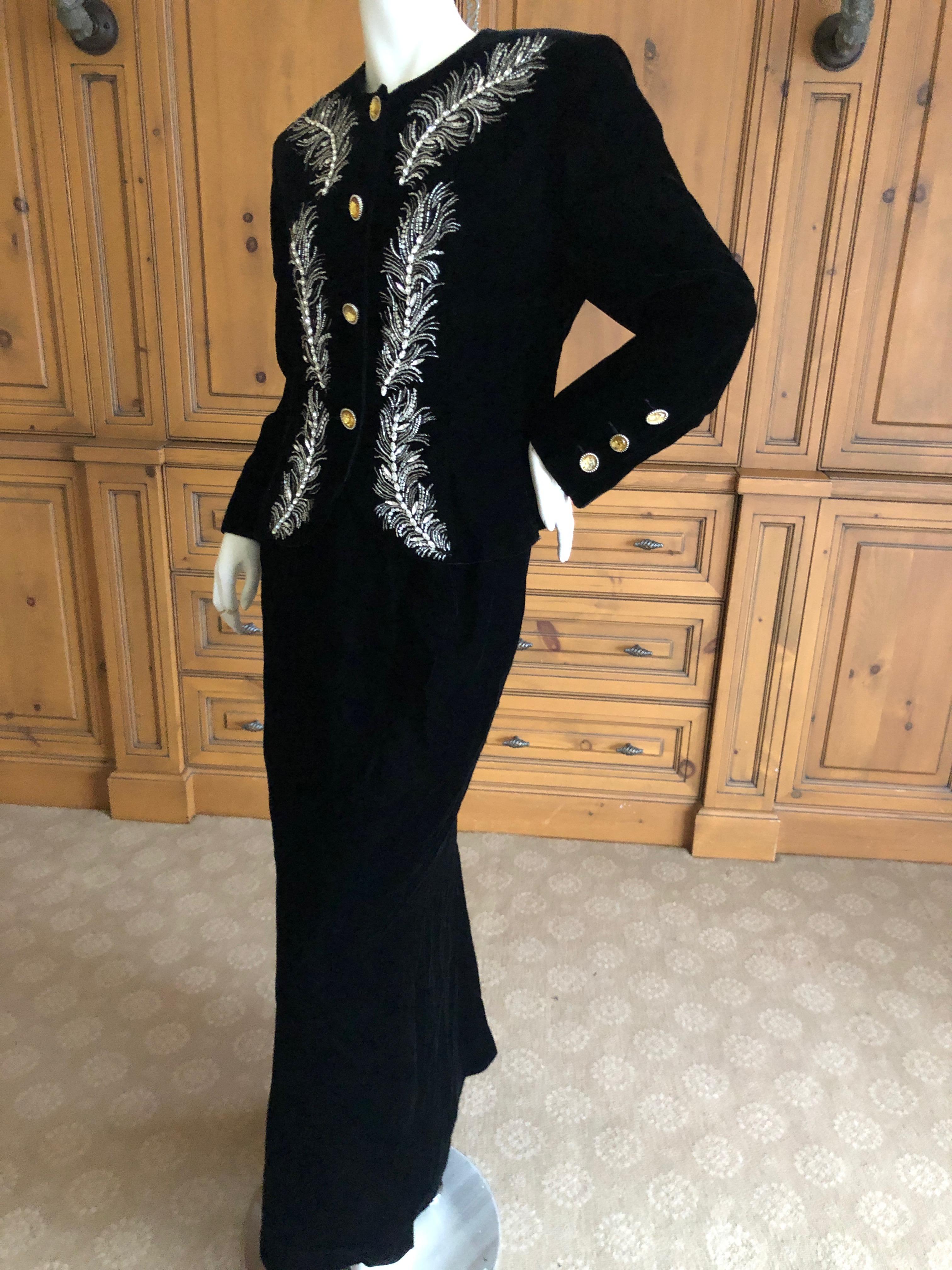 Dior Numbered Demi Couture Lesage Plume Embellished Black Velvet Evening Jacket For Sale 5