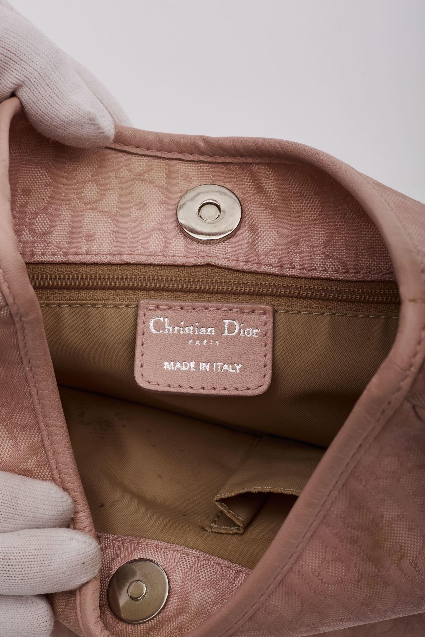 Dior Nylon Pink Rose Clair Monogram Lovely Hobo For Sale 5