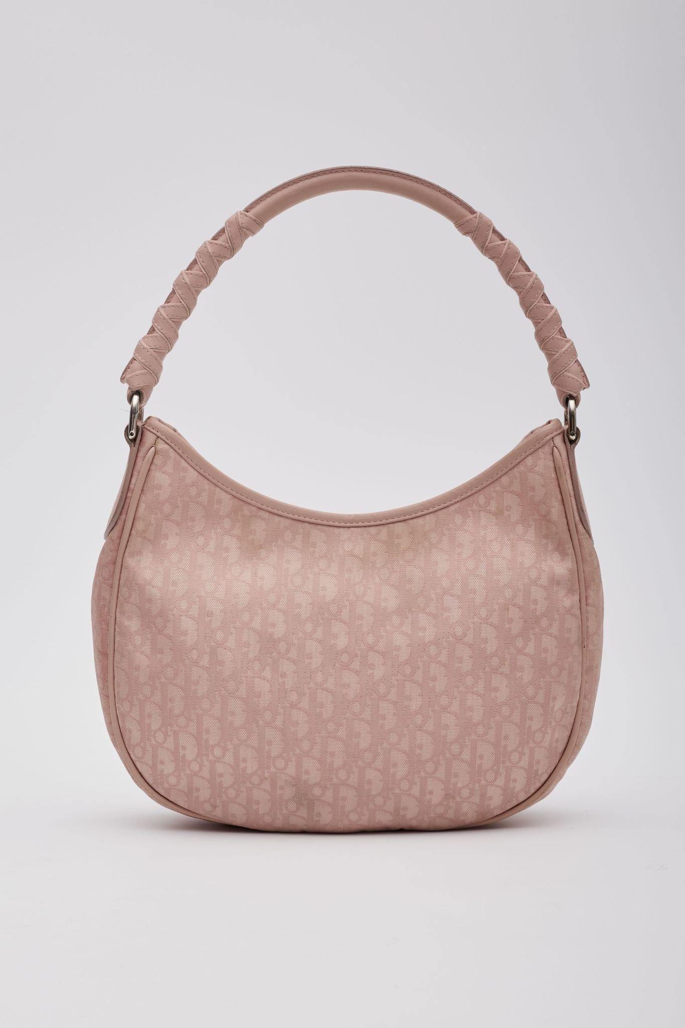 Women's Dior Nylon Pink Rose Clair Monogram Lovely Hobo For Sale